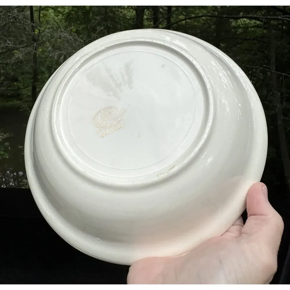 Vintage 1920s Sebring Pottery Company Royal Poppy 9” Serving Bowl EUC -A83
